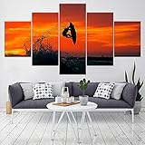 Print Poster Wand modulares Bild Surfer Künstler Dekoration 5 Stück Surfen modernes rahmenloses Leinwandbild A84 XXL