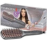 Remington Glättbürste Keratin Protect Ionen 2in1: Glätteisen & Haarbürste für eine reduzierte Stylingzeit (Keratin-Keramikbeschichtung mit Mandelöl angereichert, Digitales Display, 150-230°C) CB7480