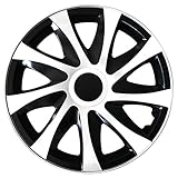 Autoteppich Stylers (Größe wählbar) 14 Zoll Radkappen/Radzierblenden DRA Bicolor (Schwarz-Weiss) passend für Fast alle Fahrzeugtypen –