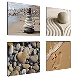 Visario Leinwandbilder 6902 Bilder 4-er Set auf Leinwand Spa Sand, 4 x 20 x 20