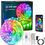 Bonve Pet LED Strip, Bluetooth RGB LED Streifen, Farbwechsel LED Lichterkette 6M mit Steuerbar via App, 16 Mio. Farben, Fernbedienung, Sync mit Musik, LED Band für Schlafzimmer TV Zuhause Schrankdek