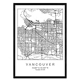 Drucken Stadtplan Vancouver skandinavischen Stil in Schwarz und Weiß. A3 Größe Plakat Das bedruckte Papier Keine 250 gr. Gemälde, Drucke und Poster für Wohnzimmer und S