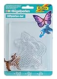 folia 73212 - Bügelperlen Stiftplatten Set Tierwelt, 3 transparente Steckplatten für Bügelperlen mit einem Durchmesser von 5 mm, Delfin, Hund und Schmetterling
