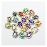 WEIMEIDA NIUK1117 20 Teile/los 16 * 20mm oval metallknöpfe Strass acryl Button golden 4-Loch nähen DIY Handarbeit Kleidung Dekoration DIY. (Color : Mix Color)