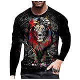 Eternali 3D Drucken Sweatshirt Herren Zombie Magier 3D Druck Langarm T-Shirt Casual Männer Cool Mode Printed Langarmshirt Tops Aufdruck Punk Rundhals Tee Shirt Tops Vintage Gotisch Pullover T-S