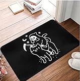 Death-Rides-A-Black-Cat Fußmatte Teppich Teppichmatte Fußmatte Polyester rutschfest langlebigEingang Küche Schlafzimmer Balkon Cartoon 40*60