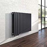 Heilmetz Design Heizkörper Anthrazit Oval Paneelheizkörper 600 x 770 mm Heizung Seitenanschluss Doppellagig Wohnzimmer/Badezimmer Heizkörper H