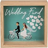 Out of the blue 144356 - Spardose, Hochzeitskasse für Geld-Geschenk, Wedding Fund Brautpaar, Holz-Rahmen mit Sichtfenster, zum Öffnen, ca. 20 x 20 cm, Dekoration und Geschenk-Idee zur H