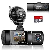 Abask Dashcam Auto Dual 1080P Full HD Infrarot Nachtsicht Autokamera Vorne Innen mit 32GB SD-Karte, 310 ° Weitwinkel, G-Sensor, HDR, Loop-Aufnahm, Parküberwachung und Bewegungserkennung, Bis zu 64 GB