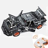 LDB SHOP Technik Ferngesteuert Sportwagen Bausatz für Ford Mustang Hoonicorn V2, 3181 Klemmbausteine 2,4G 1:10 Technik Rennwagen Bausteine mit Motoren und Fernbedienung Kompatibel mit Lego T
