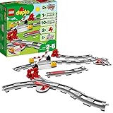 LEGO 10882 DUPLO Eisenbahn Schienen, Zugschienen-Bauset mit rotem Signalstein, Kinderspielzeug für Jungen und Mädchen ab 2 J
