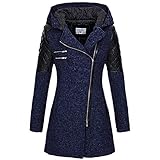 cxzas852 LGWQ Frauen Herbst und Winter Lange Kapuze lose Diagonale Reißverschluss Wolle Windjacke Mantel Dicke Baumwolle Kleidung Leichte Damen warme Jack