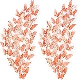 120 Stücke 60 Paare 3D Geschichteten Schmetterling Wandaufkleber Dekor Abnehmbare Schmetterling Aufkleber Hohle Wandtattoos DIY Wandkunst Handwerk für Babyzimmer Hause Hochzeit (Rose Gold)