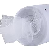 AONER 15cm*100Yard Tüll Rolle Weiß Tüll Dekostoff Tüllband Stoff Tischband Dekoband Tüllnetz für Hochzeit Party Bankett Rock Kleidung Handwerk Weihnachten Dek