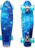 LISOPO Mini Cruiser Skateboard Komplette 57cm mit/ohne Blinkenden Led Leuchtrollen, Stabilem Deck für Kinder Anfänger Mädchen Jungen, Beste Geburtstagsgeschenke fü