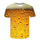 MAYOGO 3D Druck Tshirt Herren Kurzarm Round Hals Bier 3D Print T-Shirts Oberteile mit Sprüchen Männer Hemden Top