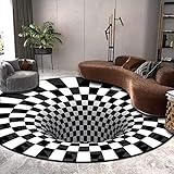 POHOVE Teppich mit optischen Täuschungen, waschbar, für Küche, Polyester, Schlafzimmer, Bodenkissen, Wasseraufnahme, Hotel, Wohnzimmer, Heimdekoration, rutschfest, 100 x 100