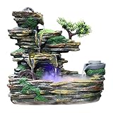 Xinxinchaoshi Indoor Mountain Stone Fountain Dreistöckiger Wasserfall und Zerstäuber Perfekte Desktop-Dekoration (Größe : M)