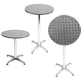 Mojawo Klappbarer Bistro Stehtisch Aluminium Bistrotisch Terrassentisch Ø60cm höhenverstellbar H70/110cm Silber rund Balkontisch Gartentisch B