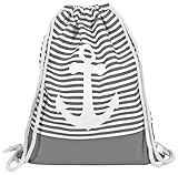 Gym Bag Anker Grau - Turnbeutel-Rucksack in maritimem Design für Damen, H