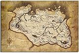 Sunsightly Wandkunst Leinwanddrucke Personalisierte Skyrim Karte Spiel Poster Familie Drucken Wandmalereien Auf Leinwand Keine Gerahmten Bilder für Wohnzimmer Dekoration M