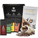 Premium Kaffeebohnen Probierset mit Guide | Kaffee Geschenk für Männer und Frauen | Mit Liebe geröstet von Menschen mit Behinderung | 4x250g Kaffeebohnen im Geschenk