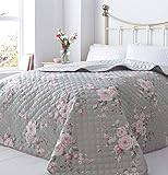 Catherine Lansfield Canterbury Tagesdecke, pflegeleicht, Polyester, grau, Bedspread - 240x260