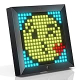 Divoom Pixoo Pixel Art Digitaler Bilderrahmen, Programmierbares 16*16 RGB LED Panel, Smart Clock mit Social Media Benachrichtigung, 7.18 Zoll Home Dekor Kalender Uhr, Gaming Gadgets (Schwarz)