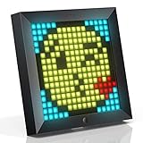 Divoom Pixoo Pixel Art Digitaler Bilderrahmen, Programmierbares 16*16 RGB LED Panel, Smart Clock mit Social Media Benachrichtigung, 7.18 Zoll Home Dekor Kalender Uhr, Gaming Gadgets (Schwarz)