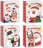 Weihnachtstüten -4 Stück - XL Geschenktüten Extra Große für Weihnachten Geschenktaschen Weihnachtstüte im 4 Design Papiertüten Weihnachtstaschen Präsenttüten (30x41.5x12cm)