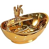 HONGYIFEI2021 Badezimmerspüle Keramikwaschbecken Goldene Waschbecken Badezimmer- Arbeitsplatte Waschbecken Hotel Keramik-Künstler-Waschbecken-Waschbecken Kunstbecken (Color : Basin Set)