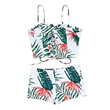 luoluoluo Mode Damen Geteilter Badeanzug Sexy Hosenträger Push Up Bikinioberteil Bedruckte Aushöhlen Bindeband Bademode High Waist Sw