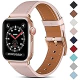 CeMiKa Leder Armband Kompatibel mit Apple Watch Armband 38mm 40mm 41mm 42mm 44mm 45mm, Lederband Ersatzarmband Kompatibel mit iWatch SE/Series 7 6 5 4 3 2 1, 38mm/40mm/41mm, Rosa/Roség