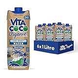 Vita Coco Pures Kokoswasser 6x1L 100% biologisch erneuerbare Verpackung, natürlich hydrierend mit Elektrolyten, glutenfrei, vegan, voller Vitamin C & Kalium, 6 x 1000