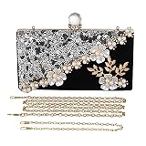 UBORSE Clutch Damen Abendtasche mit Perlen Strass Elegant Luxus Handtasche Vintage Geldbörse Umhängetasche Portemonnaie Tasche für Hochzeit Abendparty Tanzparty Geburtstag