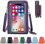 mimiliy Messenger Bag Handytasche Touchscreen Smartphone Brieftasche Kleine Brieftasche Münze Kreditkartenhalter Verstellbarer Streifen Schwarz (Color : 4purple)