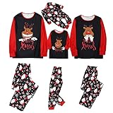 Weihnachtspyjama Familie Set Weihnachtsschlafanzüge Familie: aus Baumwolle Lang Christmas Pyjamas Damen Herren Kinder Baby Weihnachts Schlafanzüge Gedruckt Nachtwäsche Zweiteilig