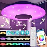 COOSNUG Deckenleuchte Musik 36W Mit Bluetooth Lautsprecher LED RGB Deckenlampe mit Fernbedienung Farbwechsel Deckenleuchten Moderne Dimmbare LED 36W Smartphone APP Kontrolle 3000K-6500