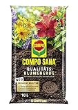 Compo SANA Qualitäts-Blumenerde mit 12 Wochen Dünger für alle Zimmer-, Balkon- und Gartenpflanzen, Kultursubstrat, 10 Liter, B