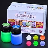 Decola Neon Acrylfarben Set | 6 x 20 ml Fluoreszierende Acrylfarbe Leuchtet unter UV-Licht (Schwarzlicht) | Hergestellt in Russland von Nevskay