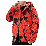 Finetyu Herren Jacke Mantel Winterjacke warme Jacke Outdoorjacke mit Kapuze Steppjacke sportliche Herren Jungen Jacke Camouflage Farbe Baumwolle Wattierte Jacke mit H