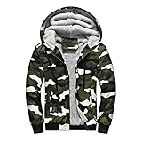 LUNULE Herren Kapuzenpullover Warm Gefüttert Plüsch Kapuzenjacke Patchwork Kapuzenpulli mit Reißverschluss für Männer Langarm Farbblock Sweatjacke mit Tasche Herren Fitness Sport Collegejack