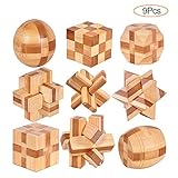 YGZN 9 Stück Denksportaufgaben Cube - Knobelspiele Set - Holzspielzeug - 3D Puzzle - Geduldspiel aus Holz - Logisches Spielzeug und Geschenk für Kinder und Erwachsene (Wooden Puzzles 9Set)