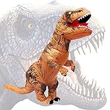 PARAYOYO Halloween Aufblasbares T-Rex Dinosaurier Kostüm Lustiges Braunes Kleid USB Kabel Blow Up Party Cosplay Kostüme für Erw