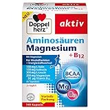 Doppelherz Aminosäuren + Magnesium + B12 – Mit den BCAA Aminosäuren L-Valin, L-Leucin und L-Isoleucin – 1 x 140 Kap