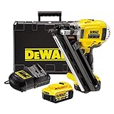 DeWalt Zwei-Stufen-Akku-Nagler (18V, 5Ah, bürstenlos, Nagellänge 50 - 90mm, Einzelauslösung mit Sicherungsfolge, inkl. Zubehör, 2x Akkus, System-Schnellladegerät und Transportkoffer), DCN695P2