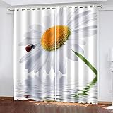 YTSDBB Blickdichte Gardinen Verdunkelungsvorhang Weiß Insekt Blume B 160 x H 115 cm Thermovorhang Schlafzimmer Lichtundurchlässig Stoff Lärmschutzvorhang für Junge Mädchen Wohnzimmer Teenag