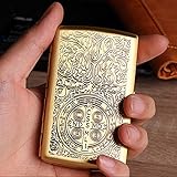 SGSG Tragbare Vintage Bronze Zigarettenetui-Metall Zigarettenschachtel Doppelseitiger Federclip Offener Taschenhalter für 12 Zigaretten,Gold (279)