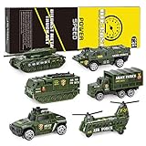 XDDIAS MilitärFahrzeuge Spielzeug Set, 6 Pcs Militär Spielzeugautos Legierung Metall Armee Fahrzeug Modelle Autos, Panzer Hubschrauber Gepanzertes Fahrzeug fü