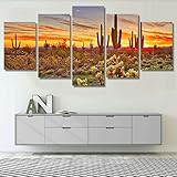 DSFDSF Bilder 5 Teilig Leinwand Art Bilder Arizona Große Sonora-Wüste Wandbild Wohnzimmer Hauptdekor Poster Leinwanddrucke 5 Stück Leinwand Bilder Moderne Wandbilder XXL ouzhiguomeng